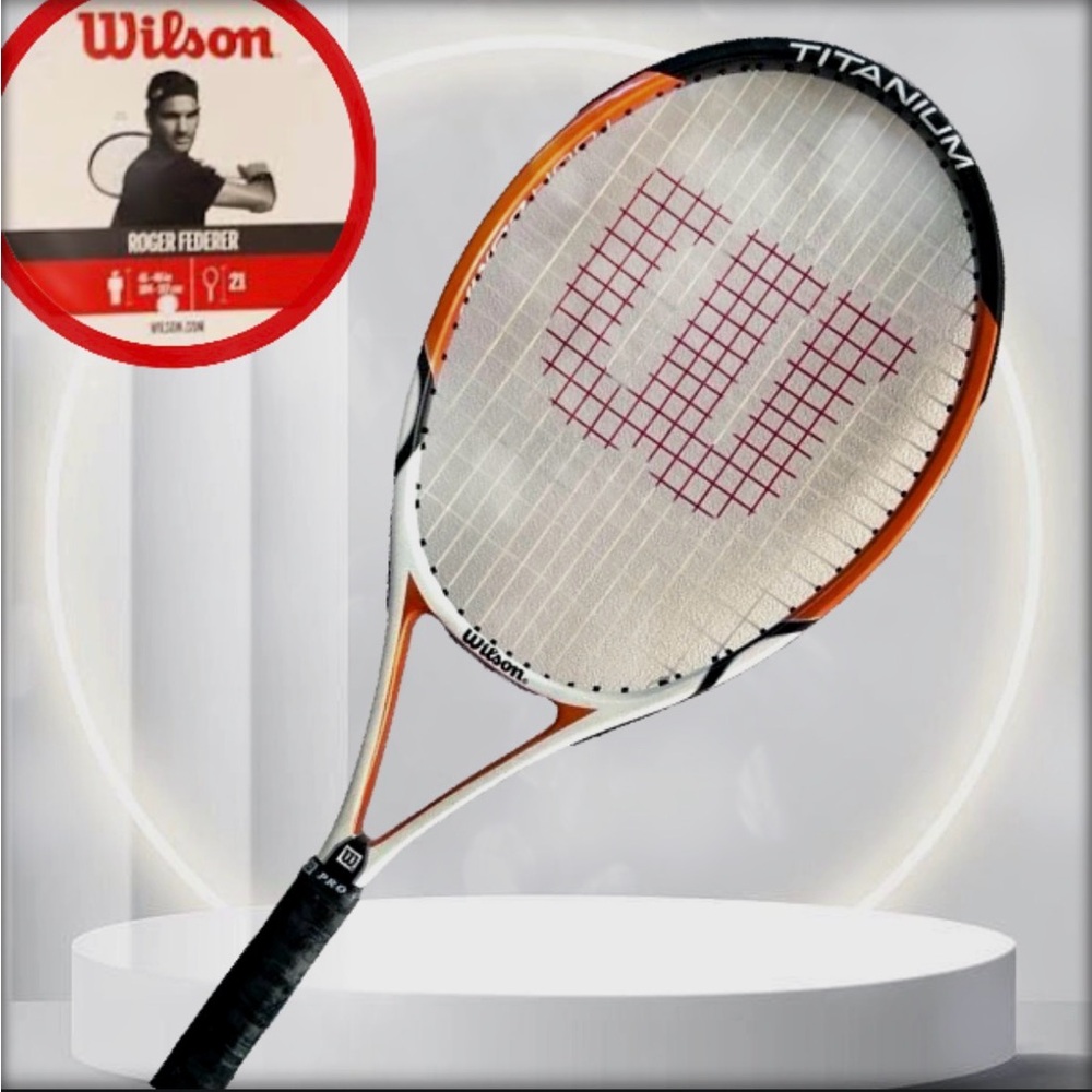 Wilson Roger Federer Titanium Tennis Racket with Red, Black & White